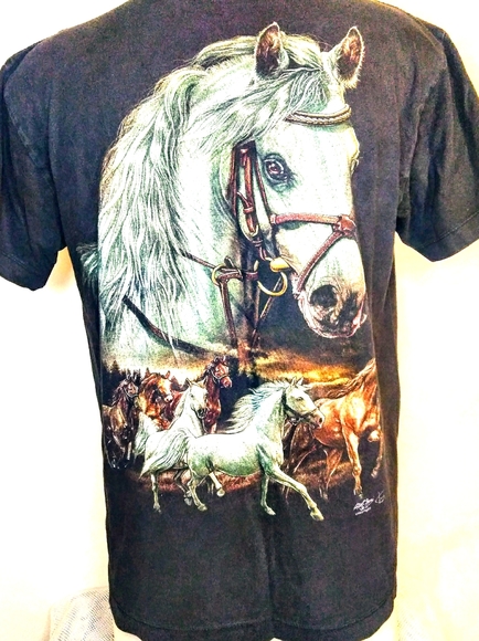 VINTAGE ROCK CHANG sz M Bridled Horse graphic tee - Picture 3 of 3